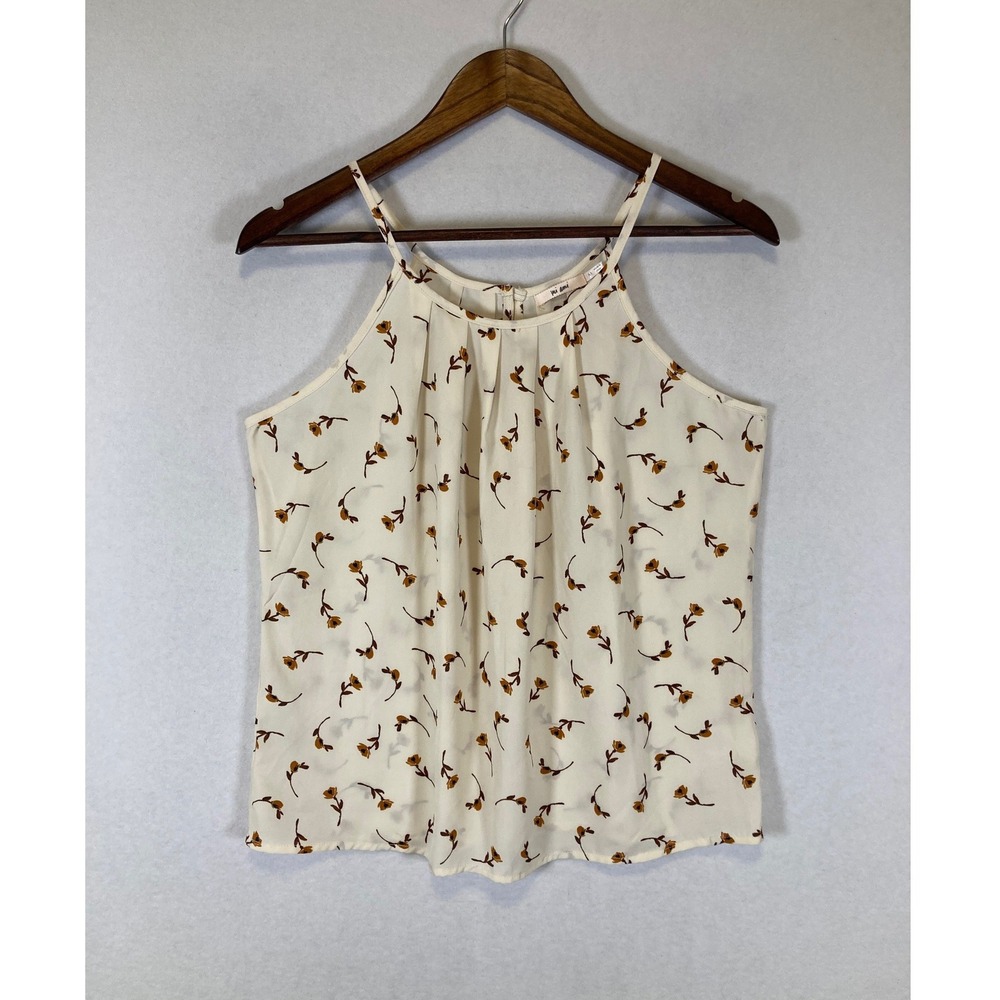 Cottagecore Mi Ami Women Med Cream Floral Halter Pleated Camisole Top 12Y20033KI